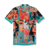 Camisa de manga corta con cuello campamento y estampado a juego